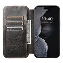 Charger l'image dans la galerie, Casekis Leather Wallet MagSafe Phone Case Black