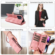 Charger l'image dans la galerie, Casekis Zipper RFID Wallet Phone Case Pink