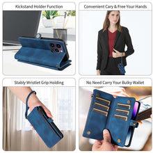 Charger l'image dans la galerie, Casekis Zipper RFID Wallet Phone Case Dark Blue