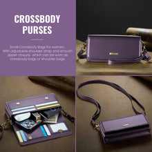 Load image into Gallery viewer, Casekis Multifunctional Leather Crossbody Phone Bag Purple
