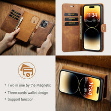 Charger l'image dans la galerie, Casekis Detachable Leather Wallet Phone Case Brown