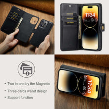 Charger l'image dans la galerie, Casekis Detachable Leather Wallet Phone Case Black