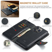 Charger l'image dans la galerie, Casekis Detachable Leather Wallet Phone Case Black