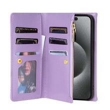 Load image into Gallery viewer, Casekis 7-Slot Foldable Crossbody Wallet Phone Case Purple