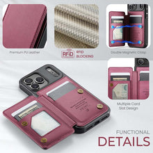 Lade das Bild in den Galerie-Viewer, Casekis RFID Cardholder Wallet Phone Case Red Wine