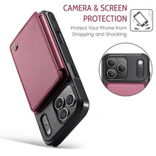 Lade das Bild in den Galerie-Viewer, Casekis RFID Cardholder Wallet Phone Case Red Wine