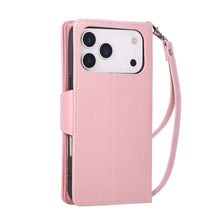 Lade das Bild in den Galerie-Viewer, Casekis Studded Zip Leather Wallet Wristlet Phone Case Rose Gold