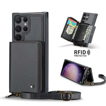 Charger l'image dans la galerie, Casekis Zipper Crossbody Wallet RFID Phone Case Black