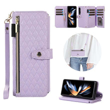 Load image into Gallery viewer, Casekis Crossbody Cardholder Phone Case For Galaxy Z Fold 4 Purple
