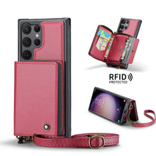 Charger l'image dans la galerie, Casekis Zipper Crossbody Wallet RFID Phone Case Red