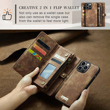 Charger l'image dans la galerie, Casekis Wrist Strap Zipper Wallet Phone Case Brown