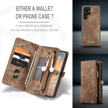 Load image into Gallery viewer, Casekis Zipper Wallet PU Leather Case Brown
