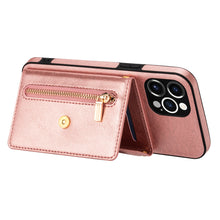 Charger l'image dans la galerie, Casekis Crossbody Strap Leather Magnetic Wallet Phone Case Rose Gold
