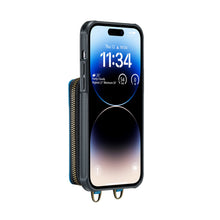Charger l'image dans la galerie, Casekis Zipper Crossbody Wallet RFID Phone Case Blue