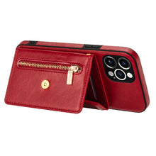 Charger l'image dans la galerie, Casekis Crossbody Strap Leather Magnetic Wallet Phone Case Red