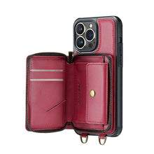 Charger l'image dans la galerie, Casekis Zipper Crossbody Wallet RFID Phone Case Red
