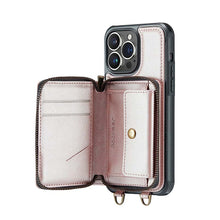 Charger l'image dans la galerie, Casekis Zipper Crossbody Wallet RFID Phone Case Rose Gold