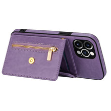 Charger l'image dans la galerie, Casekis Crossbody Strap Leather Magnetic Wallet Phone Case Purple