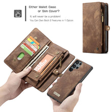 Load image into Gallery viewer, Casekis Zipper Wallet PU Leather Case Brown