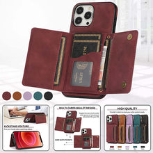 Charger l'image dans la galerie, Casekis Wallet Case Tri-fold Cardholder Phone Case Red Wine