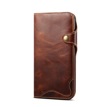 Charger l'image dans la galerie, Casekis Genuine Cowhide Leather Button Flip Phone Case Brown