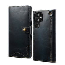 Load image into Gallery viewer, Casekis Genuine Cowhide Leather Button Flip Phone Case For Galaxy S22 Ultra 5G