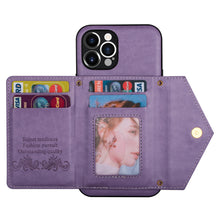 Charger l'image dans la galerie, Casekis Crossbody Strap Leather Magnetic Wallet Phone Case Purple