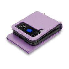 Charger l'image dans la galerie, Casekis Crossbody Strap Leather Magnetic Wallet Case For Galaxy Z Flip 3 5G