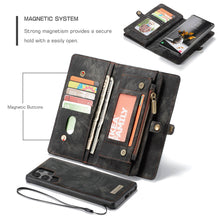 Load image into Gallery viewer, Casekis Zipper Wallet PU Leather Case Black