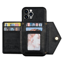 Charger l'image dans la galerie, Casekis Crossbody Strap Leather Magnetic Wallet Phone Case Black