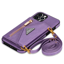 Charger l'image dans la galerie, Casekis Crossbody Strap Leather Magnetic Wallet Phone Case Purple