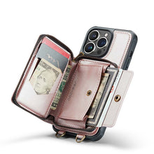 Charger l'image dans la galerie, Casekis Zipper Crossbody Wallet RFID Phone Case Rose Gold
