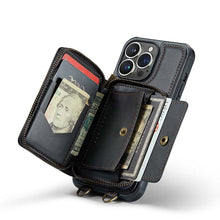 Charger l'image dans la galerie, Casekis Zipper Crossbody Wallet RFID Phone Case Black