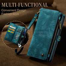 Charger l'image dans la galerie, Casekis Wrist Strap Zipper Wallet Phone Case Blue