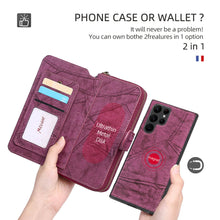 Charger l'image dans la galerie, Casekis Zipper Wallet Detachable Phone Case Red