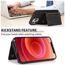 Load image into Gallery viewer, Casekis Wallet Case Tri-fold Cardholder Phone Case Black