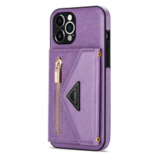 Charger l'image dans la galerie, Casekis Crossbody Strap Leather Magnetic Wallet Phone Case Purple