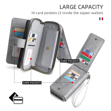 Charger l'image dans la galerie, Casekis Zipper Wallet Detachable Phone Case Gray