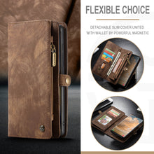 Load image into Gallery viewer, Casekis Zipper Wallet PU Leather Case Brown