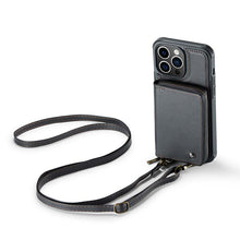 Charger l'image dans la galerie, Casekis Zipper Crossbody Wallet RFID Phone Case Black