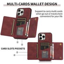 Charger l'image dans la galerie, Casekis Wallet Case Tri-fold Cardholder Phone Case Red Wine
