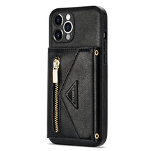 Charger l'image dans la galerie, Casekis Crossbody Strap Leather Magnetic Wallet Phone Case Black