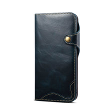 Charger l'image dans la galerie, Casekis Genuine Cowhide Leather Button Flip Phone Case Blue