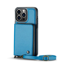 Charger l'image dans la galerie, Casekis Zipper Crossbody Wallet RFID Phone Case Blue