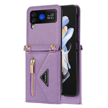 Charger l'image dans la galerie, Casekis Crossbody Strap Leather Magnetic Wallet Case For Galaxy Z Flip 4 5G
