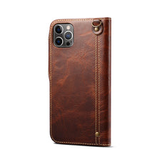Charger l'image dans la galerie, Casekis Genuine Cowhide Leather Button Flip Phone Case Brown