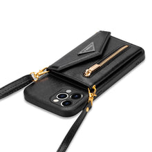 Charger l'image dans la galerie, Casekis Crossbody Strap Leather Magnetic Wallet Phone Case Black