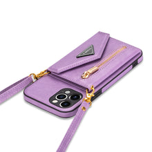 Charger l'image dans la galerie, Casekis Crossbody Strap Leather Magnetic Wallet Phone Case Purple