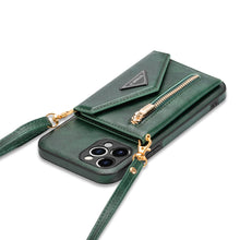 Charger l'image dans la galerie, Casekis Crossbody Strap Leather Magnetic Wallet Phone Case Green