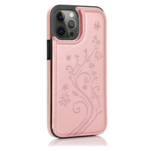 Charger l'image dans la galerie, Casekis Butterfly Embossing Wallet Phone Case Rose Gold